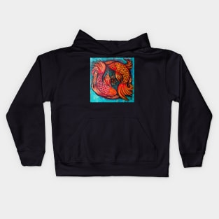 Two Koi Fish in a Pond Kids Hoodie